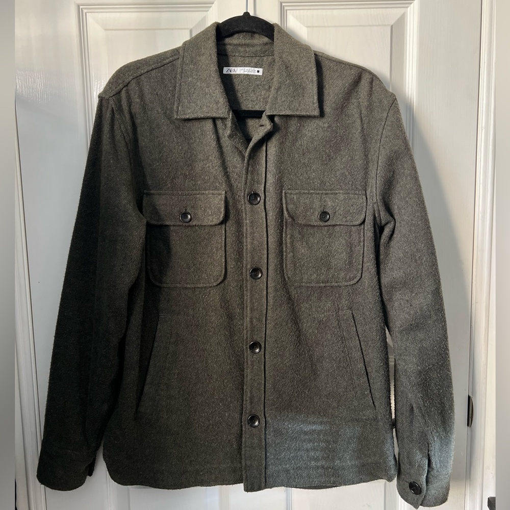 Zara Men's Olive Shirt Jacket